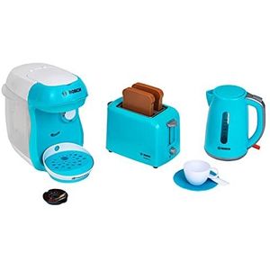 Theo Klein 9519 Bosch-ontbijtset, bestaande uit broodrooster, koffiezetapparaat en waterkoker, speelgoed voor kinderen vanaf 3 jaar