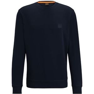 BOSS Westart Sweatshirt voor heren, katoenen badstof met logo, Navy Blauw
