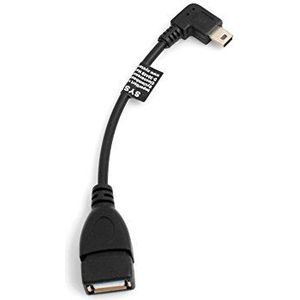 System-S Mini-USB-kabel, 90 graden gebogen, stekker naar USB type A (vrouwelijk), bus, laad- en datakabel 13 cm