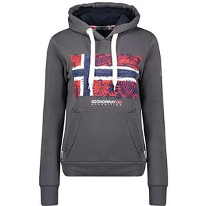 Geographical Norway Gpalm Lady - dames sweatshirt, capuchon, kangoeroezakken, dames sweatshirt, casual, lange mouwen, warm, donkergrijs