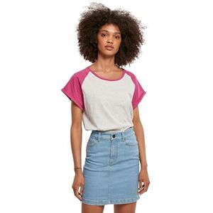 Urban Classics T-shirt voor dames, Contrast Raglan, lichtgrijs/roze