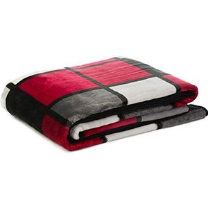 Gözze Cashmere Feeling deken, polyester, rood/bordeaux/zwart/wit, 150 x 200 cm