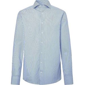 Hackett London herenhemd, wit/blauw, 38, Wit/Blauw