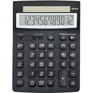 MAUL ECO 950 Calculatrice de bureau solaire durable avec 12 chiffres | 80% plastique recyclé | Calculatrice pour bureau, école | Récompense Blauer Engel | Noir