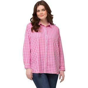 Ulla Popken Traditionele geruite blouse 829431 dames T-shirt, Fuchsia