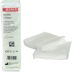 GIMA 1000 stuks katoenen spons, 16-laags, 5 x 5 cm