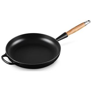 Le Creuset 20258240000422 braadpan van geëmailleerd gietijzer met houten handvat, 24 cm, mat zwart