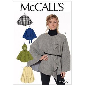 McCall's Patterns 7477 Y dames cape en riem maten XSM-MED zakdoek meerkleurig 152 x 213 cm