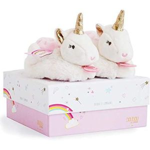Doudou et Compagnie - unicorn babypantoffels - Tropicool - 0-6 maanden - wit - DC3311