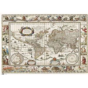 Grupo Erik - Bureau-onderlegger, wereldkaart, antieke wereldkaart, planisphere, handonderlegger, kantoor, kinderen, 34 x 49 cm