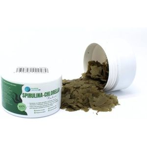 Spirulina - Chlorella Flakes Plantasebuario 100 ml, vlokkenvoer op basis van algen, voor alle vissoorten