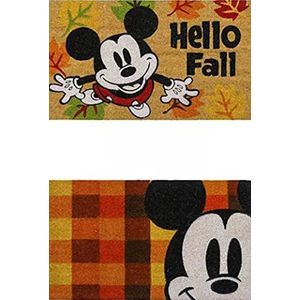 Gertmenian 46643 Disney Mickey Mouse set van 2 klassieke deurmat retro kokosvezel 50 x 86 cm Hello Fall Oranje Rood Bruin Plaid
