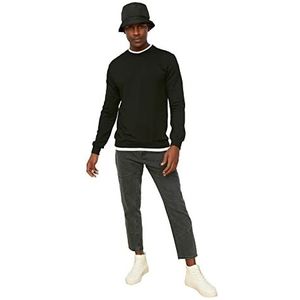 Trendyol Antraciet Male Basic Fit Sweatshirt, heren, zwart.