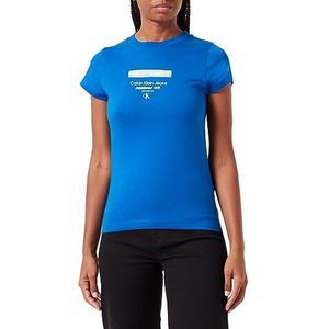 Calvin Klein Jeans Modern recht T-shirt met gestreept logo J20j222039 T-shirts S/S dames, Blauw (Kettle Blue)