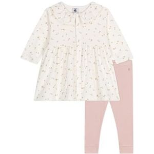 Petit Bateau A0BMT Jurkenset met lange mouwen voor babymeisjes, Marshmallow/Multico