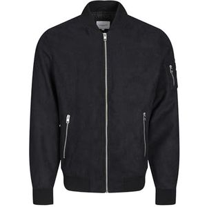 Jack & Jones Jjrocky Fs Bomber Leren jas voor heren, Jet zwart.