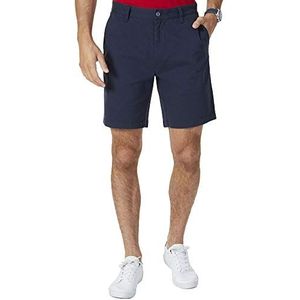 Nautica Classic Fit Flat Front Stretch Solid Chino ""Deck"" Shorts Casual Heren, Echte marine