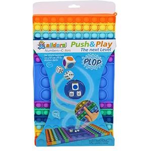 alldoro 67151 - Push & Play - Dobbelspel met cijfers en kleuren - Pop it - Bubble bordspel - stressverminderend speelgoed - voor kinderen en volwassenen - ca. 32,5 x 19 cm - regenboog