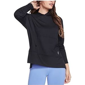 Skechers Skechluxe Restful Sweatshirt met capuchon, lange mouwen, sweatshirt, dames, zwart, maat L, Oplichtend zwart.