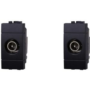IXTRIMA Connecteur prise TV traversant mâle couleur noire compatible avec Bticino Living Light/international 2pcs