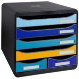 Exacompta - Ref. 3124202D - Big-BOX MAXI - 1 x 4 laden voor documenten A4+ en 2 kleine laden voor gebruiksvoorwerpen - Buitenafmetingen: 34,7 x 27,8 x 27,1 cm - BeeBlue