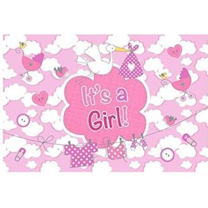 Folat Venstervlag voor geboorte, motief: Het is een meisje, 63656, roze