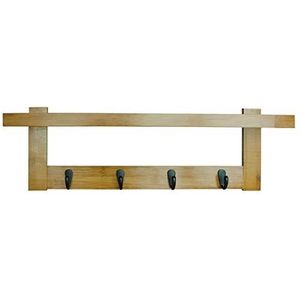 Box and Beyond Yaka garderobe van bamboe en metaal, 5 haken, 1 plank, voor bevestiging aan de muur, natuur/zwart, 56 x 12 x 18 cm