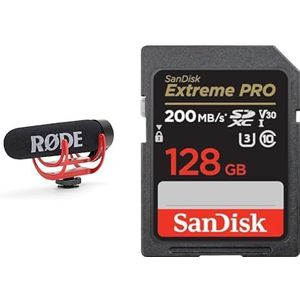 RØDE Videomic Go Canon-microfoon, licht, op camera voor het maken van films en SanDisk, 128 GB Extreme Pro SDXC-kaart + RescuePRO Deluxe, tot 200 MB/s, UHS-I, klasse 10, U3, V30
