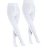 FALKE Family Panty's voor kinderen, uniseks, katoen, duurzaam, eco-verantwoordelijkheid, wit, zwart, meer kleuren, hoge taille, zonder motief, voor winter of zomer, 2 paar, wit (wit 2000)