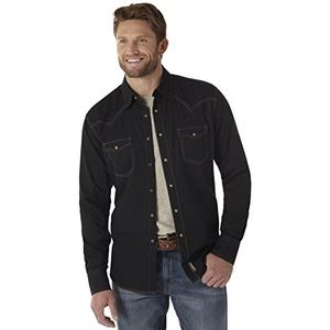 Wrangler Retro Two Pocket Long Sleeve Snap Shirt Heren, zwart.