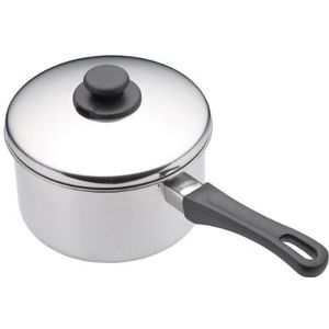 KC BLUE Kitchen Craft steelpan van roestvrij staal met deksel, 18 cm, inhoud 2 l, zilverkleurig