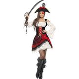 Smiffys Glamour piratina-kostuum met jurk en hoed