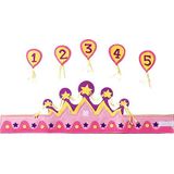 Folat Kinderverjaardag van 10 dozen, kroon in de vorm van feestcijfers, accessoires in roze/geel