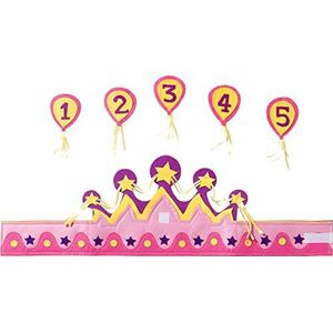 Folat Kinderverjaardag van 10 dozen, kroon in de vorm van feestcijfers, accessoires in roze/geel