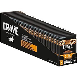 CRAVE Kattenvoer, graanvrij en eiwitrijk, deeg met kip en kalkoen, 24 zakjes (24 x 85 g), 2040 g