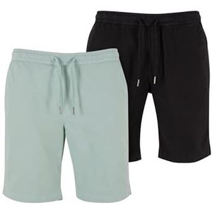 Urban Classics Set van 2 stretch-twill joggingshorts voor heren, frosted mint en zwart