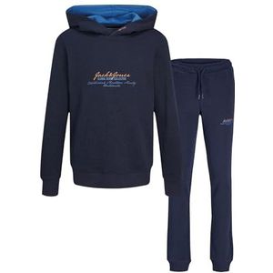 Jack & Jones Jjgreat B2s Logo Sweathood Set Pk Mp Jnr Trainingspak voor jongens, Donkerblauw - Oranje - Blauw