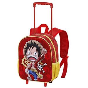 KARACTERMANIA One Piece Luffy 3D-rugzak met wielen, klein, rood, 3D-rugzak met wielen, klein Luffy, Rood, Kleine Luffy 3D-rugzak met wieltjes