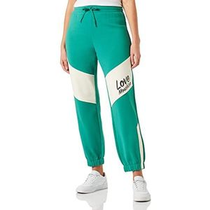 Love Moschino Regular Fit Jogger with Contrast Color Inserts And Italic Logo Print Pantalon décontracté pour femme, Vert beige, 36