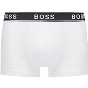 BOSS Trunk Unwrapped boxershorts voor heren, van elastisch biologisch katoen met logo op de tailleband, wit 100