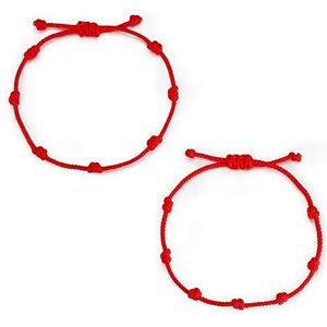 JENDEAR SHINE Armband met 7 knopen, rode kabbalah-armband, amulet rood touw beschermt veel geluk, geschikt voor vrouwen en mannen, paar, moeder, dochter, nylon, Nylon