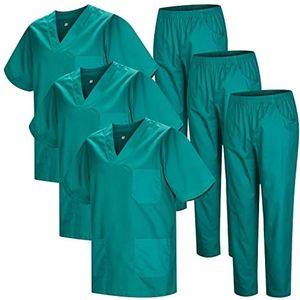 MISEMIYA - 3 stuks - sanitair uniform, uniseks, gezondheids-uniform, uniseks, medische uniform, sanitair, 3-817-8312, Groen 22