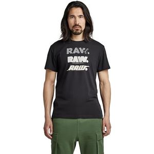 G-STAR RAW Triple Raw T-shirt voor heren, zwart (Dark Black 336-6484), L, zwart (dark black 336-6484)