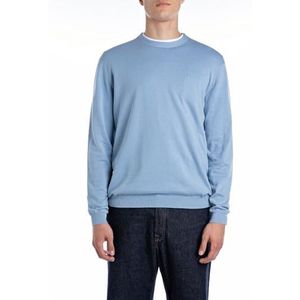 Replay Pull en coton coupe droite pour homme, Bleu acier 388, M