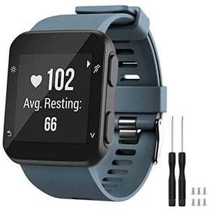 TopPerfekt Vervangende horlogeband compatibel met smartwatch Garmin Forerunner 35, zacht silicone, geschikt voor polsen van 130-230 mm, leisteenkleurig, zwarte gesp