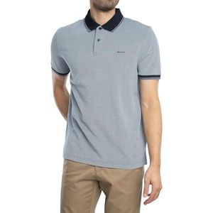 GANT 4-kraag Oxford SS piqué poloshirt heren, stoffig marineblauw, M