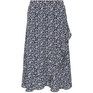 ONLY Onlcarly Damesrok met ruches, lange rok, Night Sky/Aop: Night Sky With Cloud Dancer Flowers