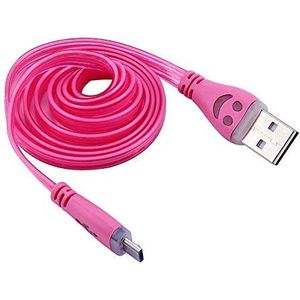 Cable Smiley Micro-USB-kabel voor JBL Clip 3 LED's, Android-lader, USB-oplader, smartphone-aansluiting (Bonbonroze)