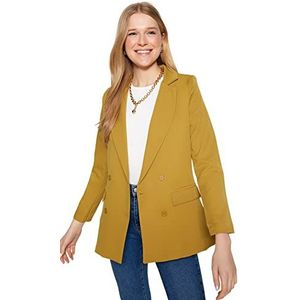 Trendyol Veste blazer droite à manches longues pour femme, marron clair, 42