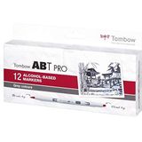 Tombow ABTP-12P-3 Alcoholmarker ABT PRO met twee punten, 12-delige set, grijze kleuren